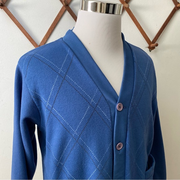 Vintage 90s Haband Argyle Cardigan Sweater with Pockets - Picture 8 of 12